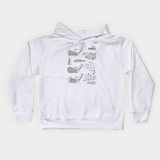 Golf Clubs Patent - Golfing Art - Black And White Kids Hoodie